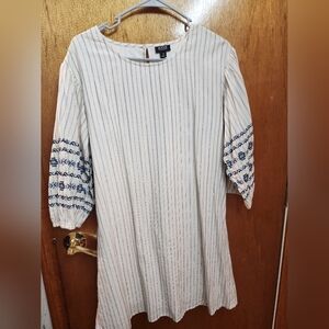 a.n.a White and Blue Striped Tunic Top